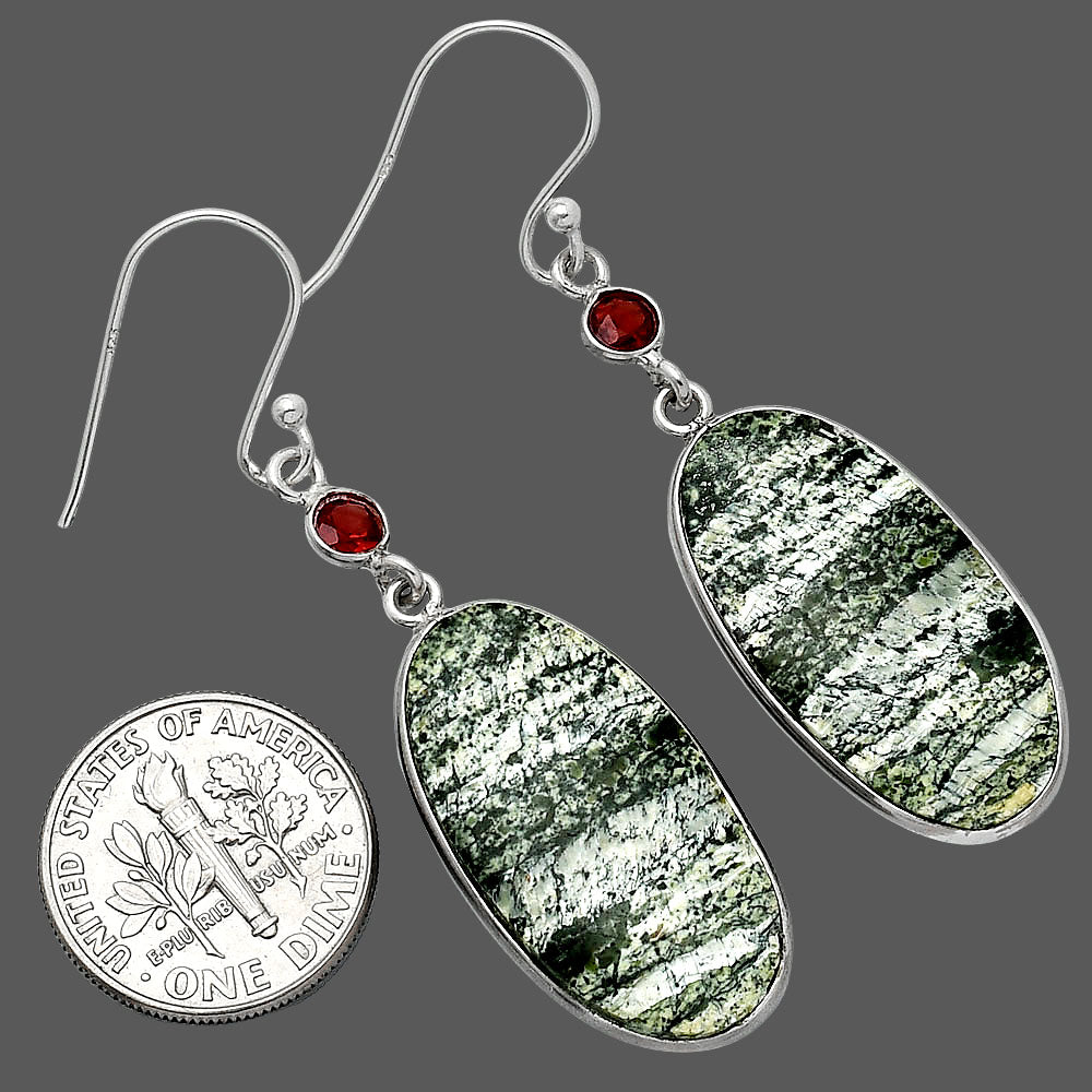 Natural Natural Chrysotile & Garnet Earrings E-1002 SDE85447-2