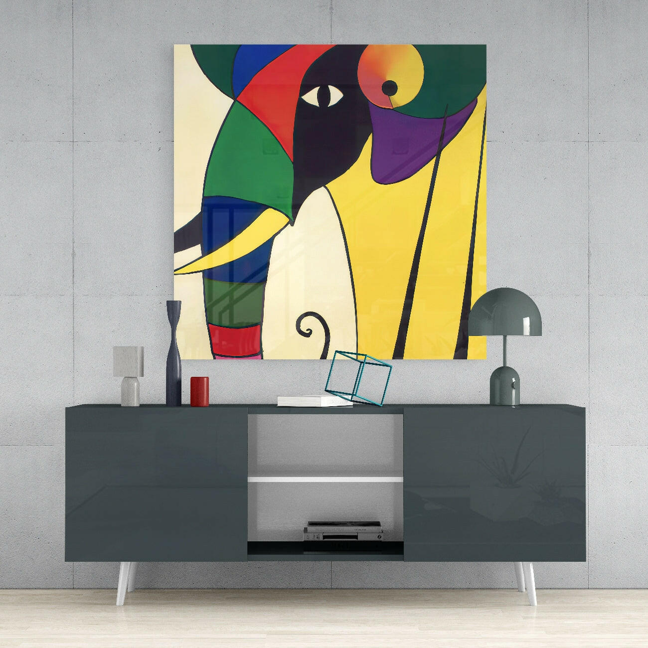 Wassily's Elephant Glass Wall Art || Designer Collection