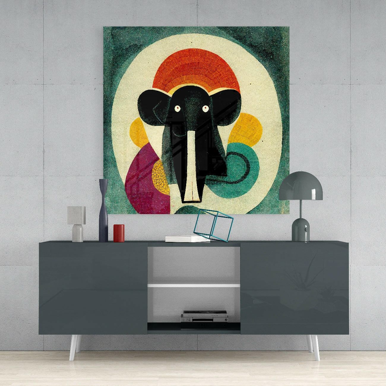 Wassily's Elephant Glass Wall Art || Designer Collection