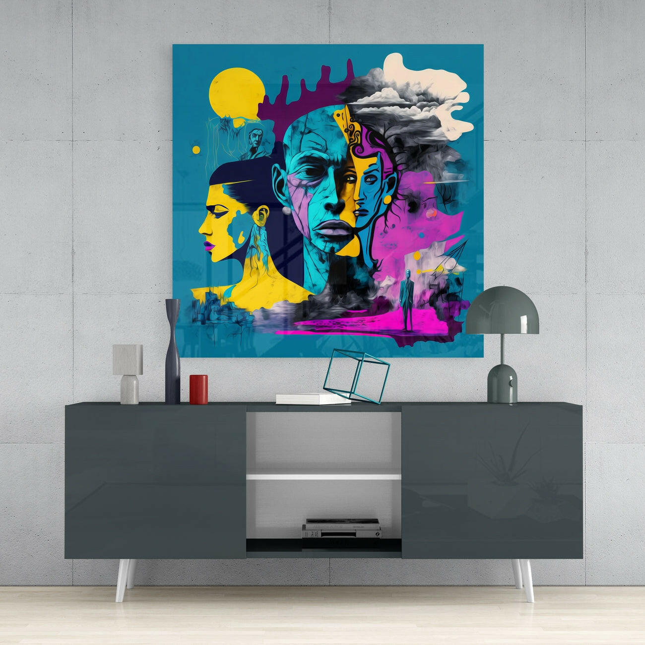 Picasso's Mind Glass Wall Art || Designer Collection