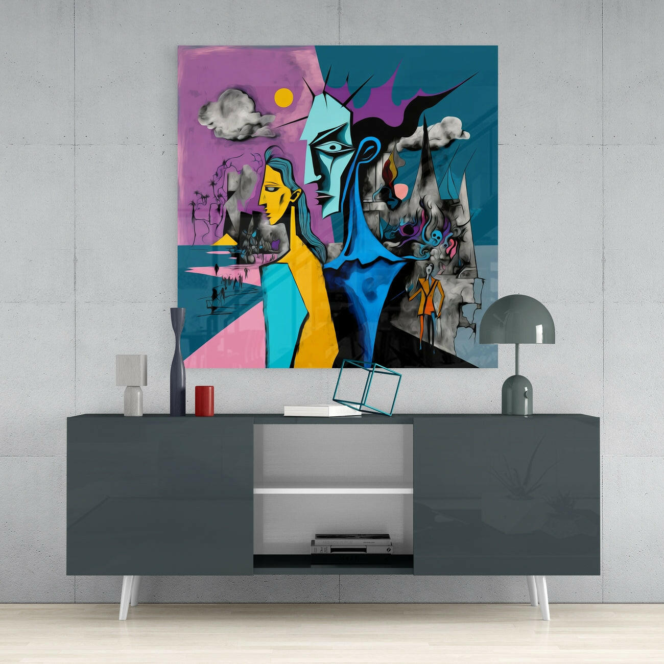 Picasso's Mind Glass Wall Art || Designer Collection