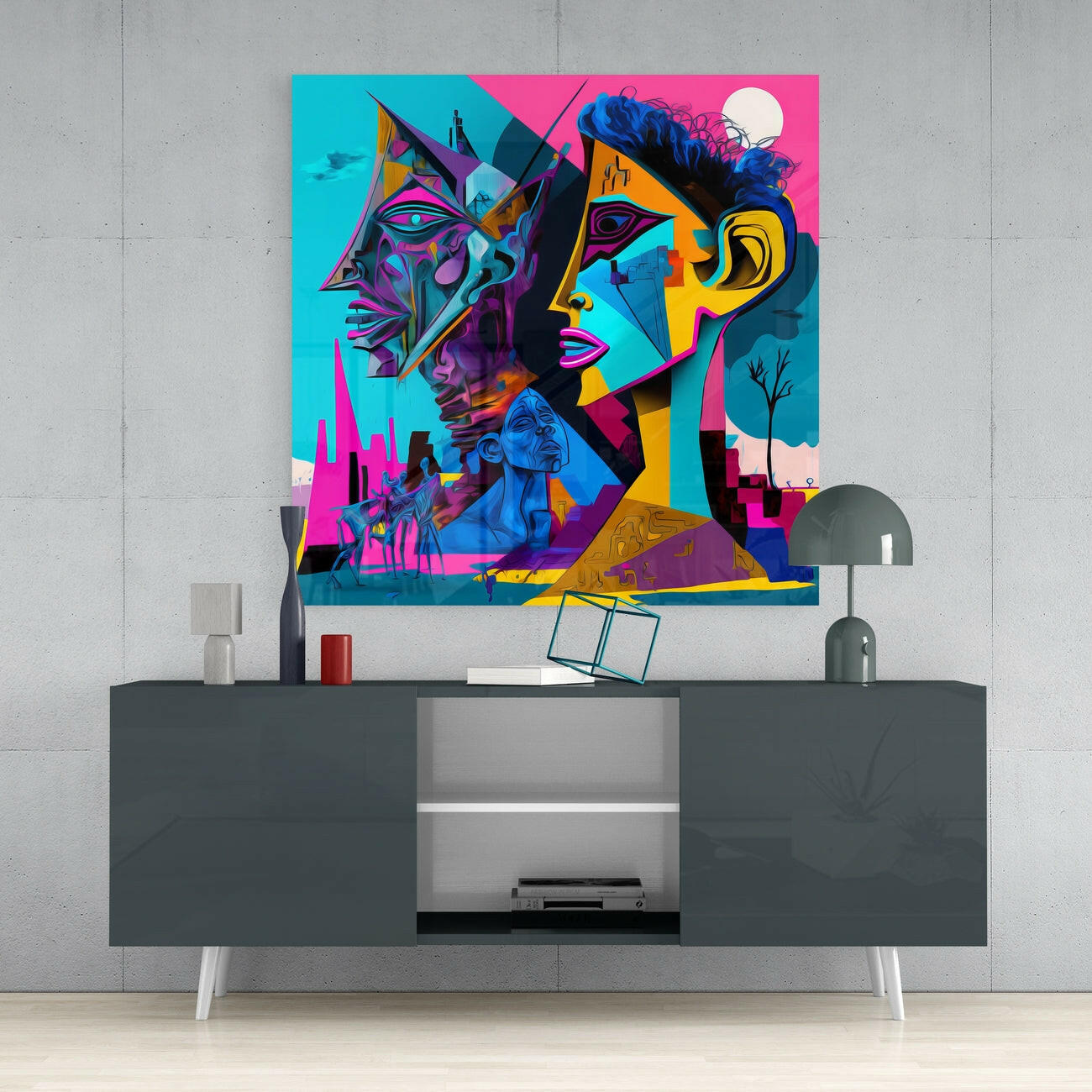 Picasso's Mind Glass Wall Art || Designer Collection