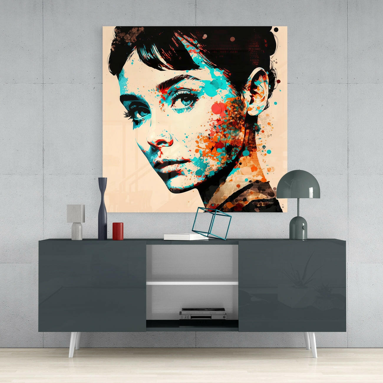 Audrey Hepburn Glass Wall Art || Designers Collection