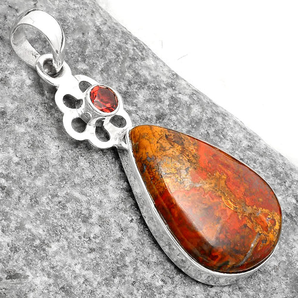 Rare Cady Mountain Agate & Garnet Pendant P-1634 SDP110004-2