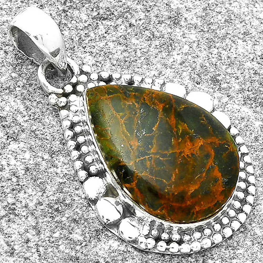 Natural Turkish Rainforest Chrysocolla Pendant P-1677 SDP127306-2