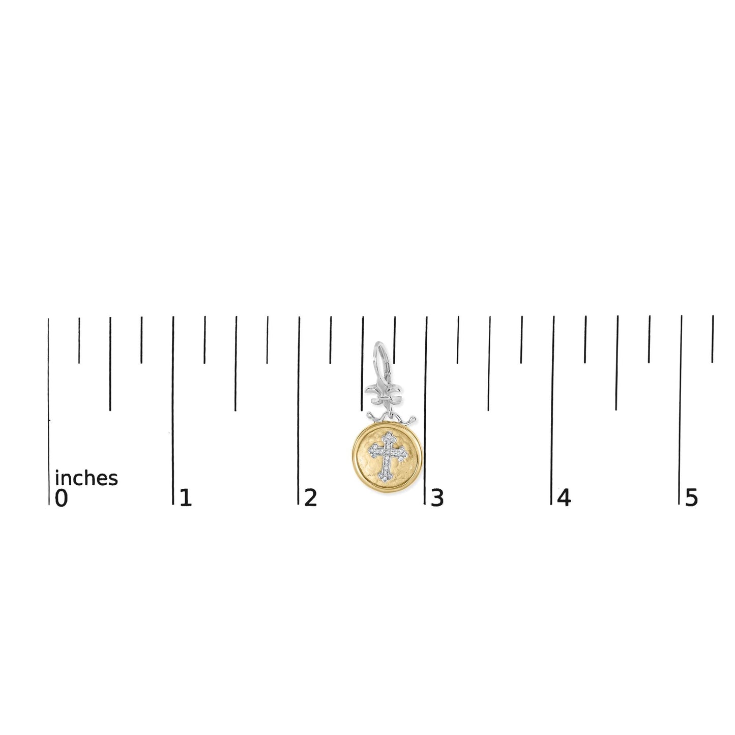 18K Yellow Gold Plated .925 Sterling Silver 1/8 Cttw Diamond Hammered Finished Medallion with Cross Drop and Dangle Earrings (I-J Color, SI1-SI2 Clarity)-3