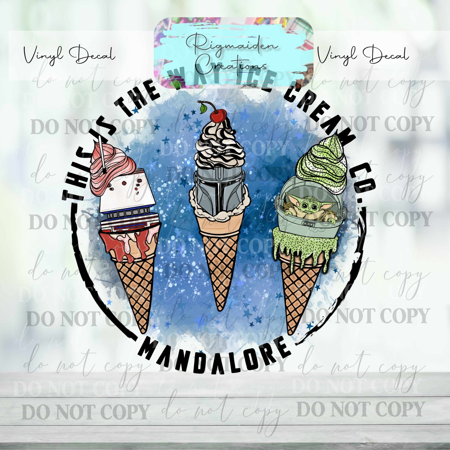 Mandalorian Ice Cream Co. Vinyl Decal