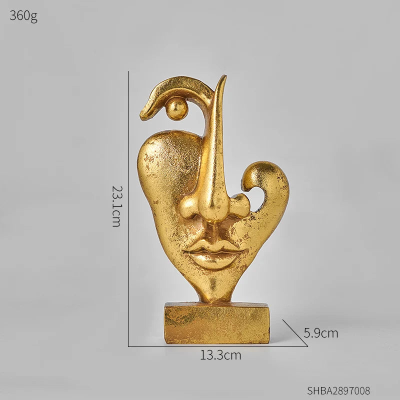 Sculpted Splendor: Elevate Your Space with Golden Face Art-0