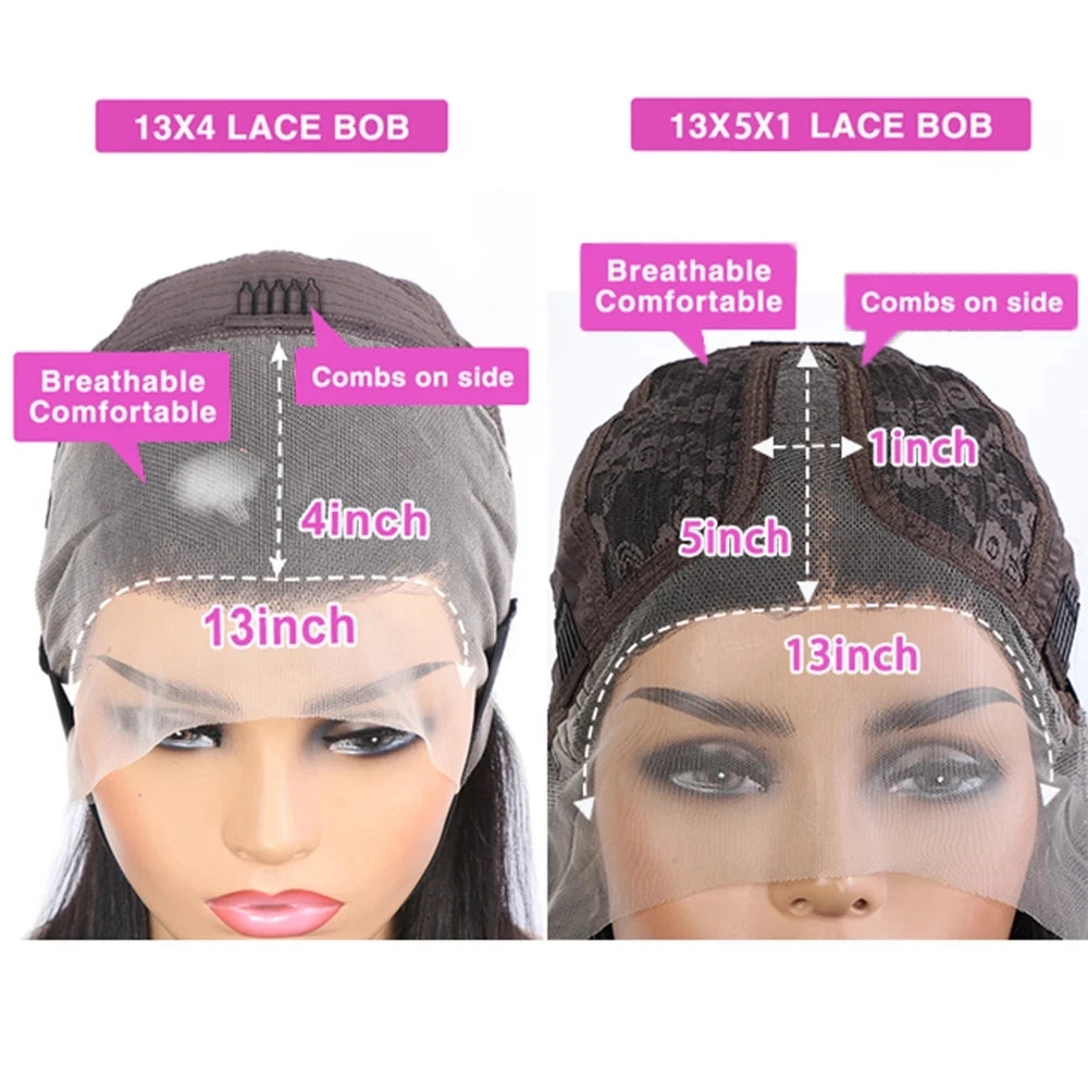 Short Curly Bob Lace Front Human Hair Wigs PrePluck With Baby Hair Brazilian Deep Wave Frontal Wig For Women Water Wave Lace Wig