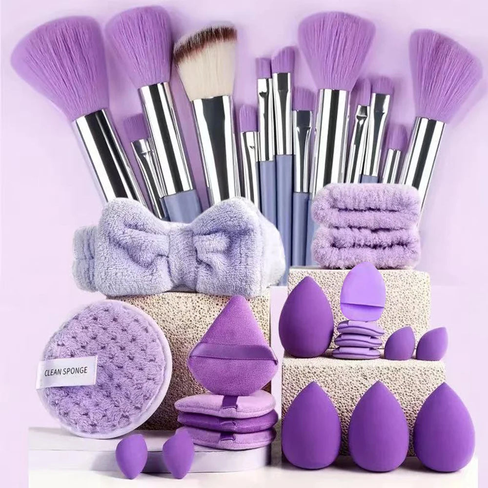 13/33pcs Professional Makeup Brush Set with Accessories for Combination Skin- Featuring Soft Brushes,Suitable for Beginners