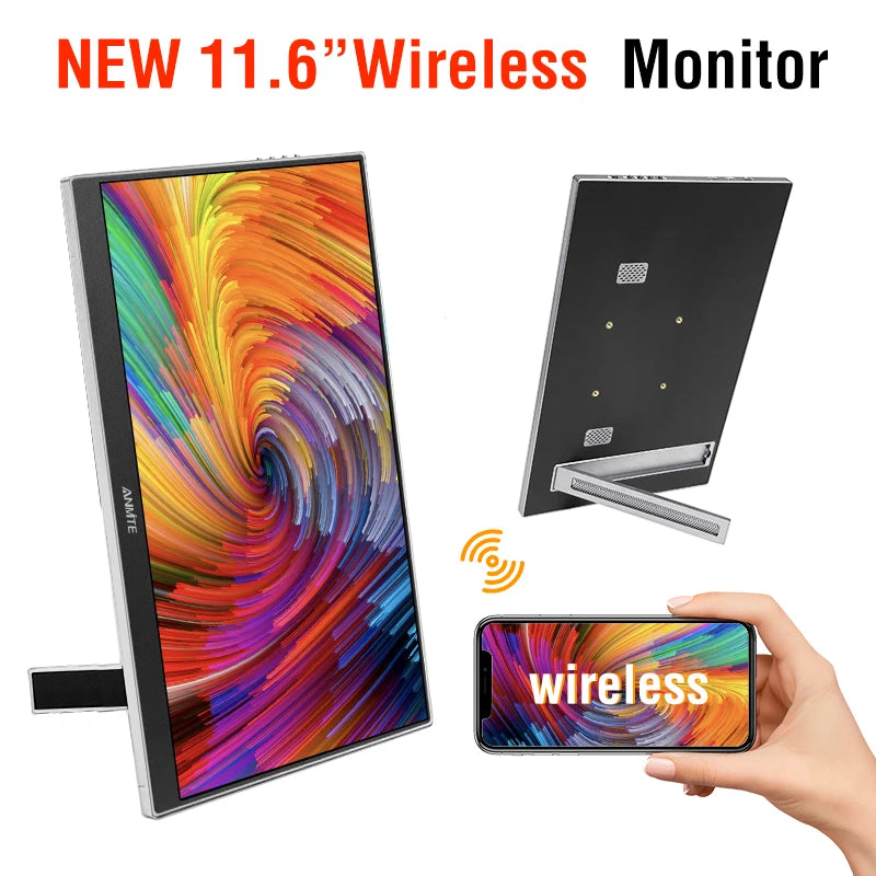 11.6/14/16/18.5 Inch Wireless Projection Monitor Automatic rotation Portable Display for Laptop, Mac and Phone WiFi Projection