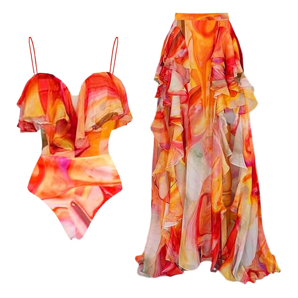 Floral 2Pcs Sexy Swimsuit 2026 Bandeau Biquini Women Bikini Push Up Swimwear Female Swim Suits Cover Up Bathingsuit Beachwear