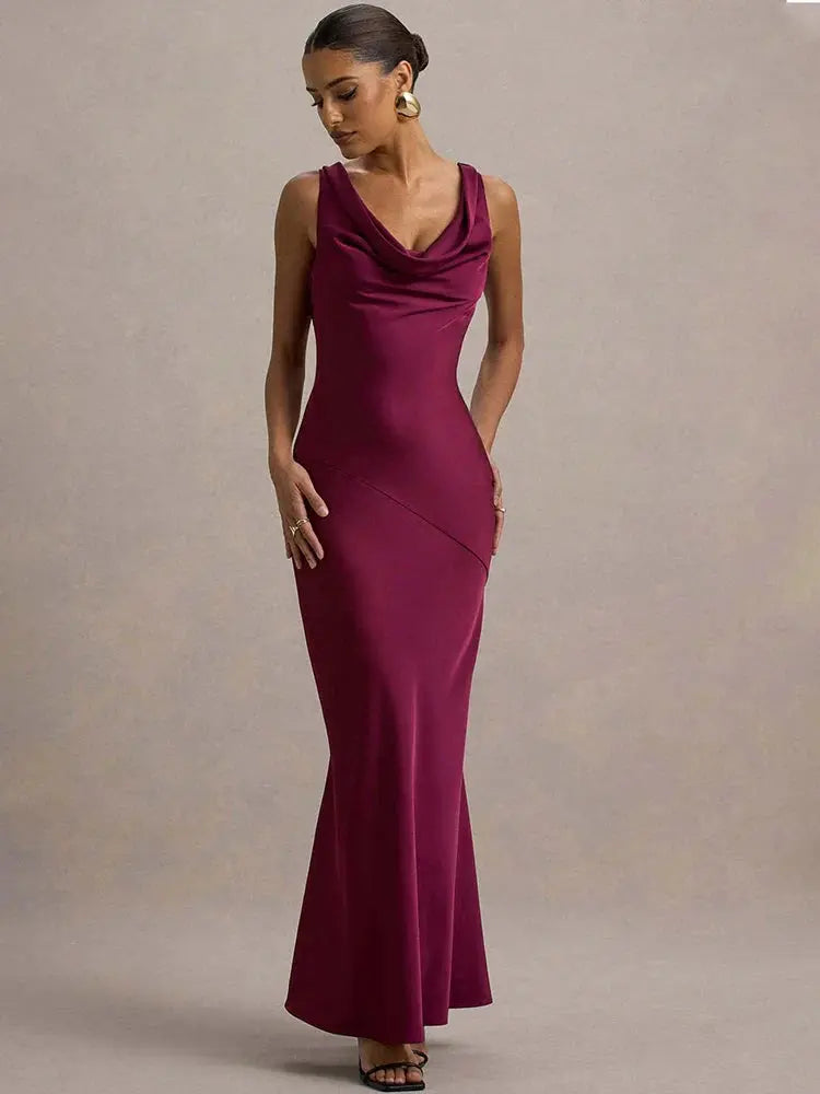 Sleeveless Lace-Up Backless Party Gown