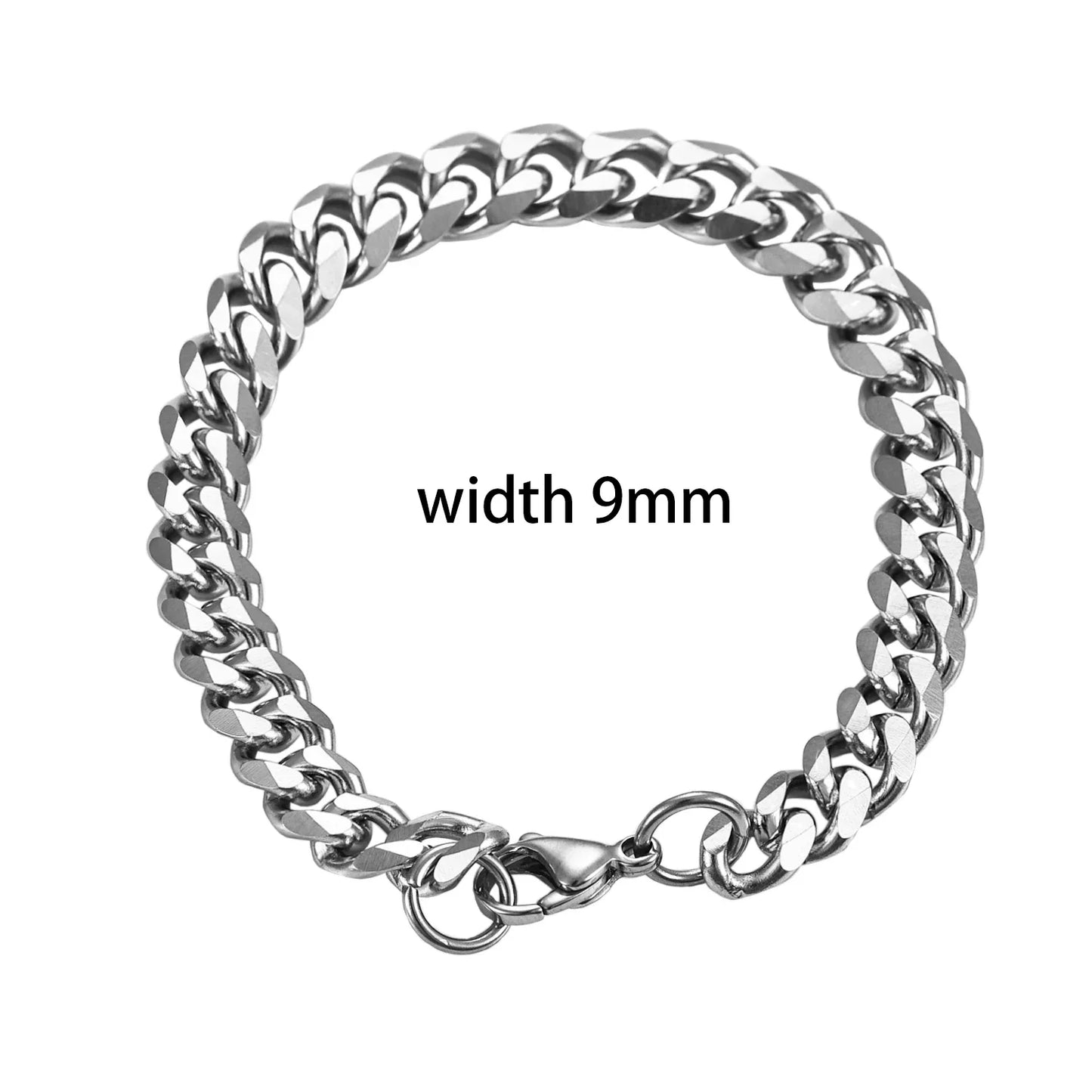 Thickness 3.6/5/7/9mm Men's Stainless Steel Cuban Bracelet Gold and Silver Color Punk Hip Hop Fashion Jewelry