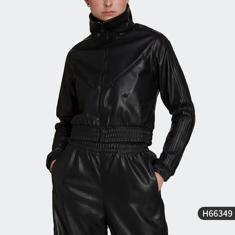Adidas Originals Womens Trefoil Leather Short Sport Jacket H66349