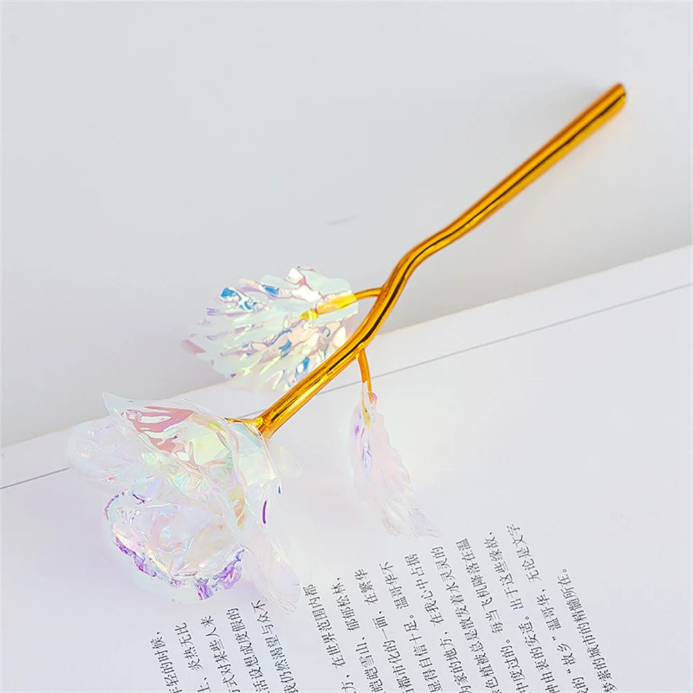 1Pcs Artificial Flower Foil Rose Flower Valentine'S Day Gifts 24k Golden Plated Gold Rose Lasts Forever Love Flower for Lover