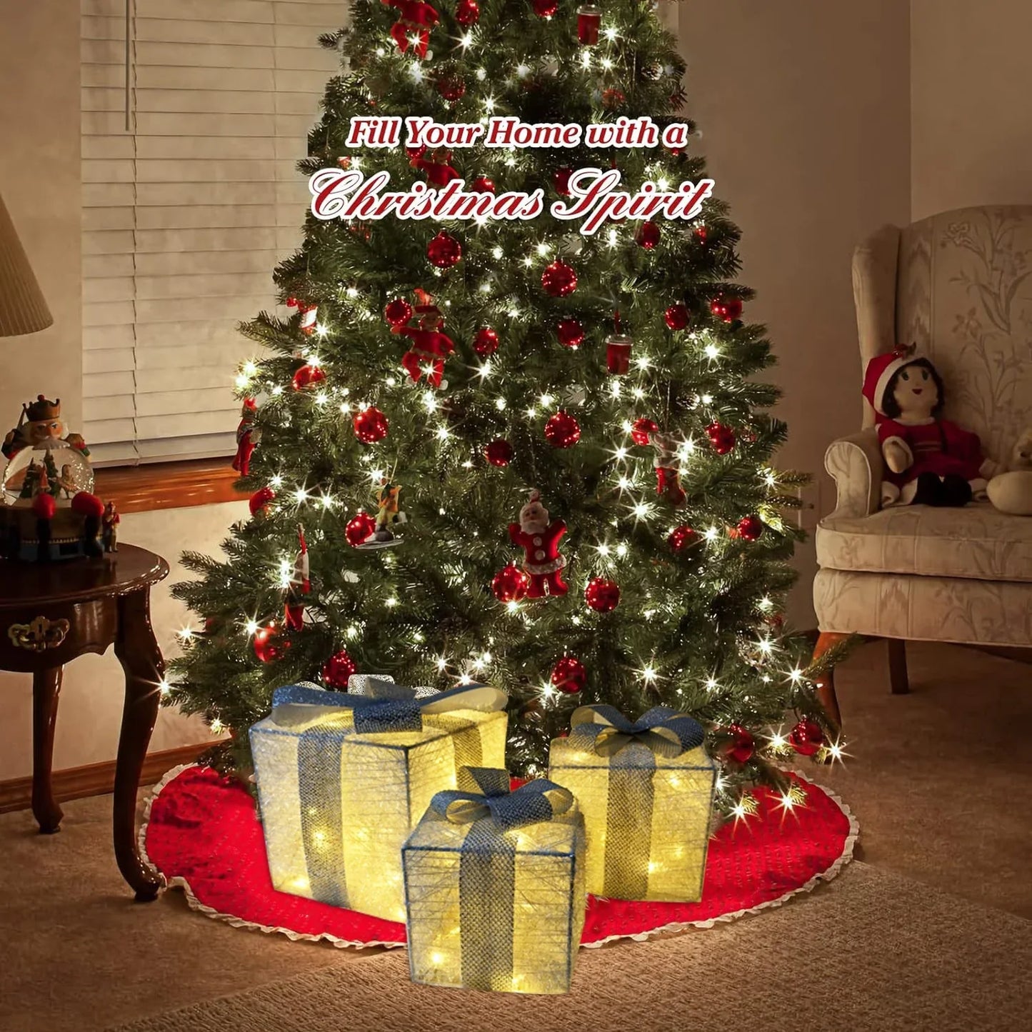 Set of 3 LED Christmas Lighted Gift Boxes-4