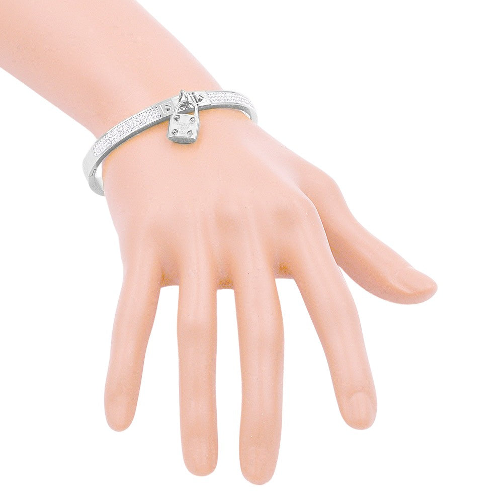 FOREVER LOVE Metal Lock Charm Stainless Steel Evening Bracelet