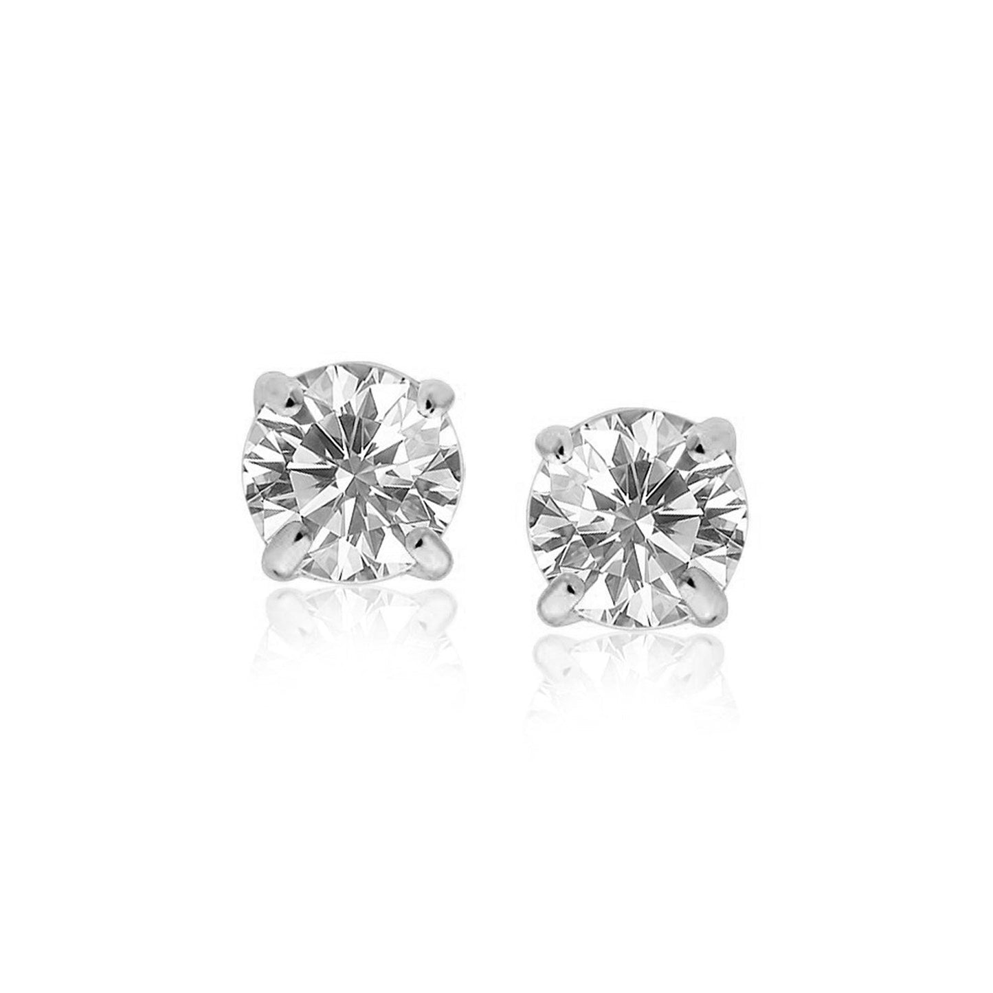 Pair of diamond stud earrings on a white background