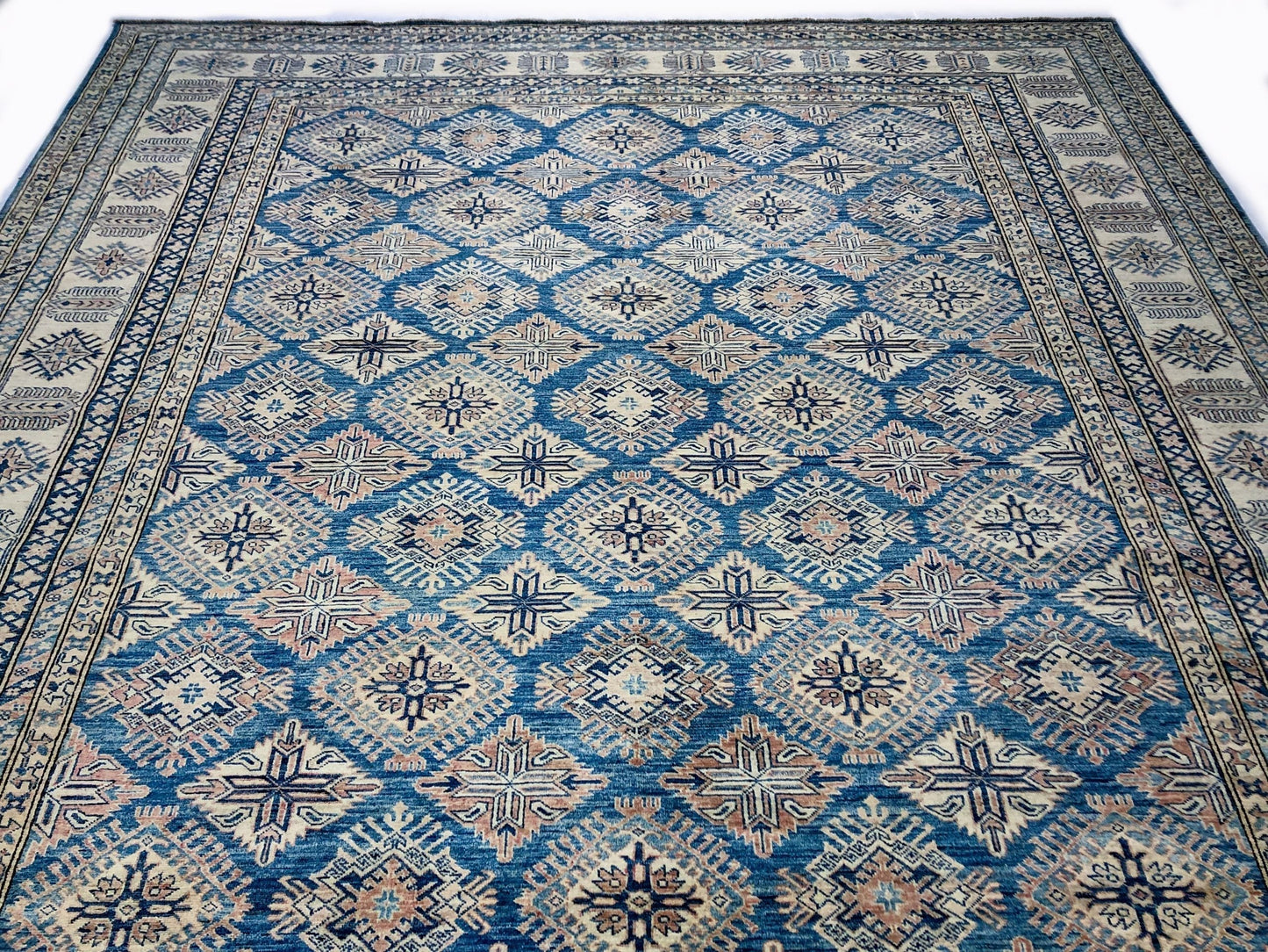 Antique Washed Super Kazak (10'06"x13'08") blue/ivory-4