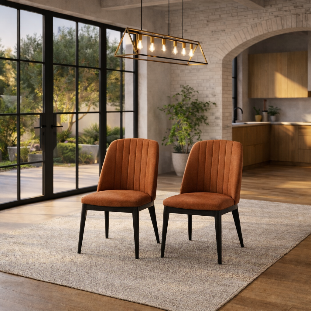 59–78 Inch Extendable Dining Table Set with 6 Upholstered Chairs Brown-4