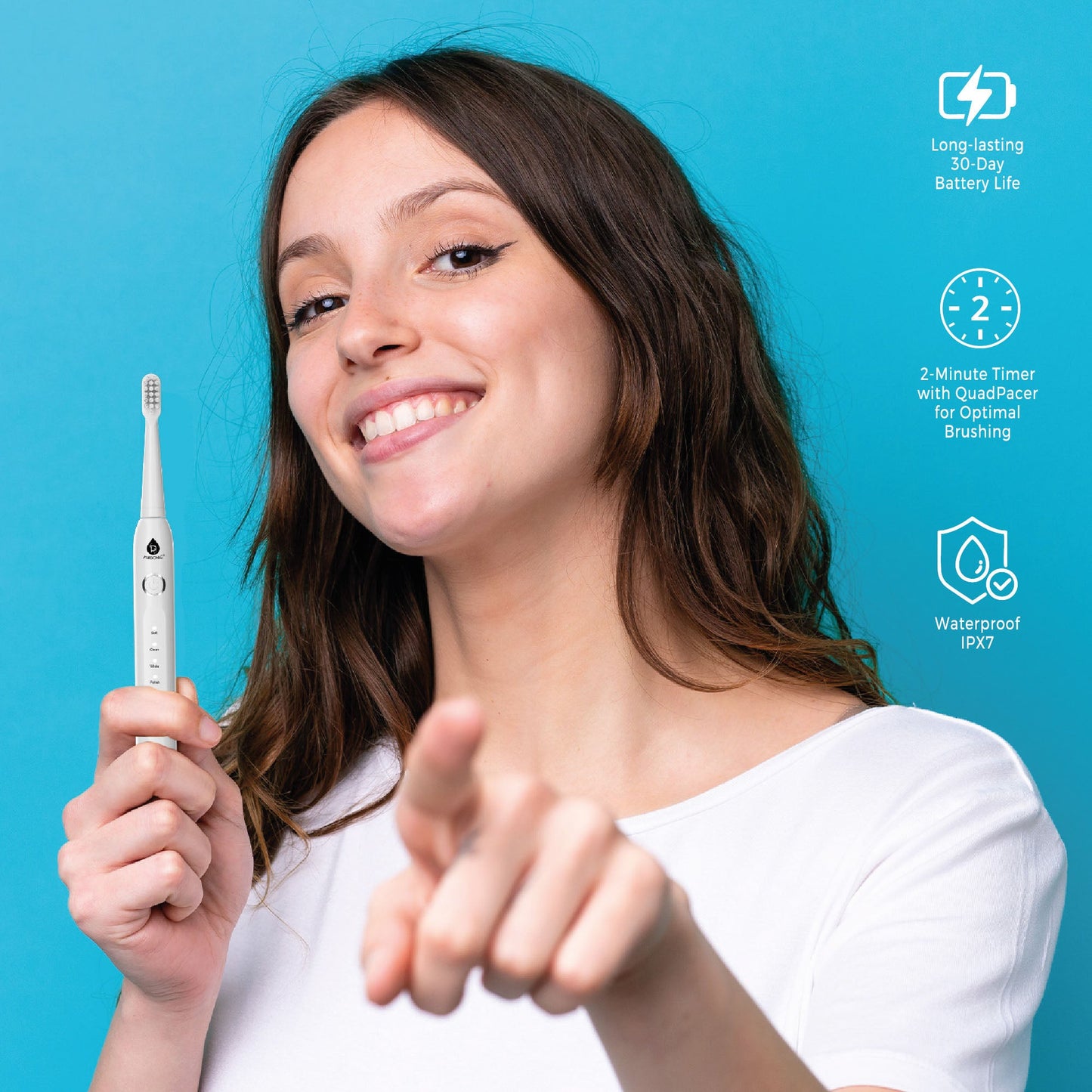 Pursonic PowerSmile Bundle – USB Rechargeable Sonic Toothbrush, Collapsible Water Flosser & Professional Teeth Whitening Strips for a Complete Oral Care System-3