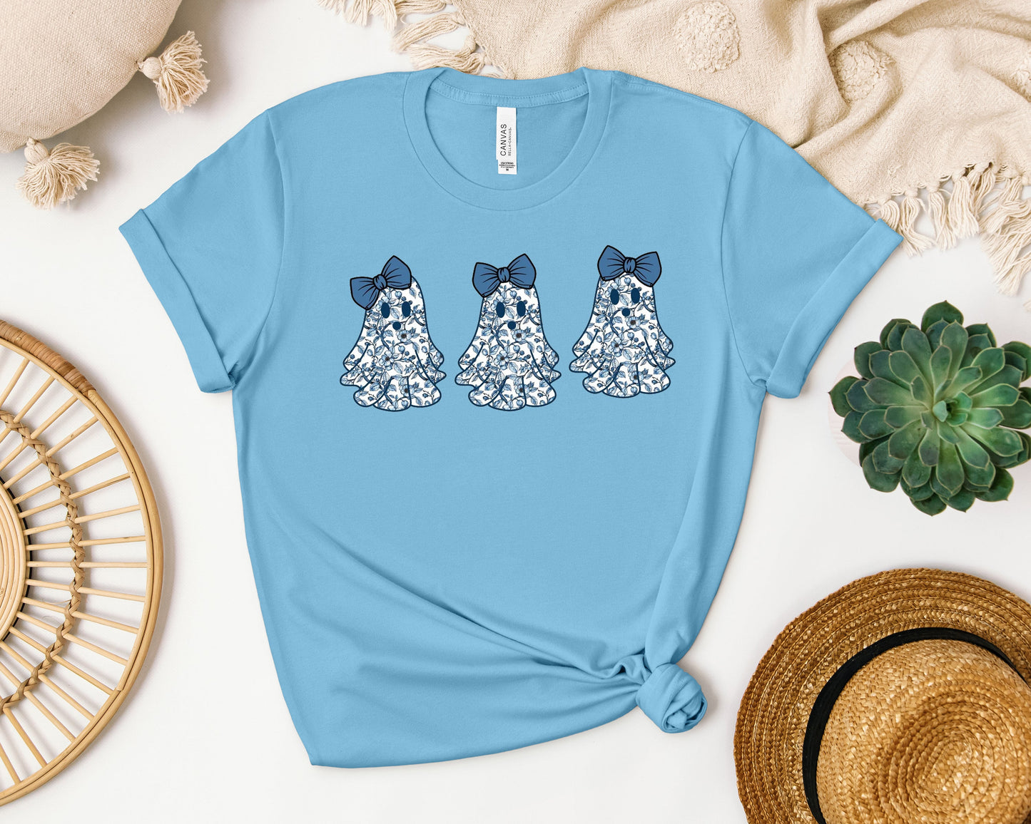 Blue Floral Ghosts Graphic Tee
