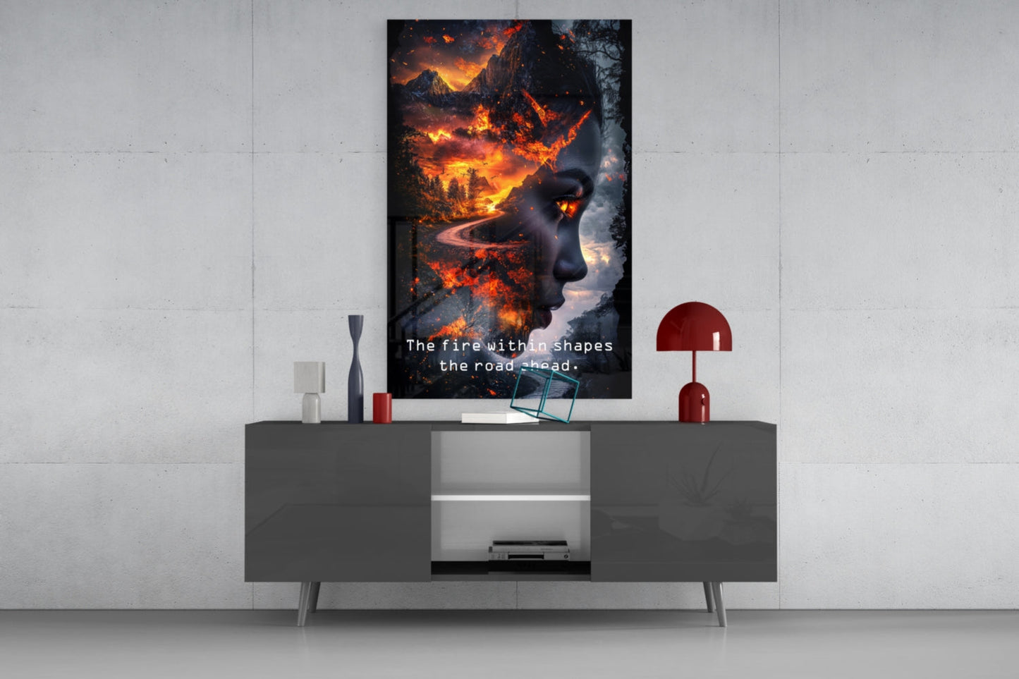 Fire Within Quote Ember Profile Glass Wall Art