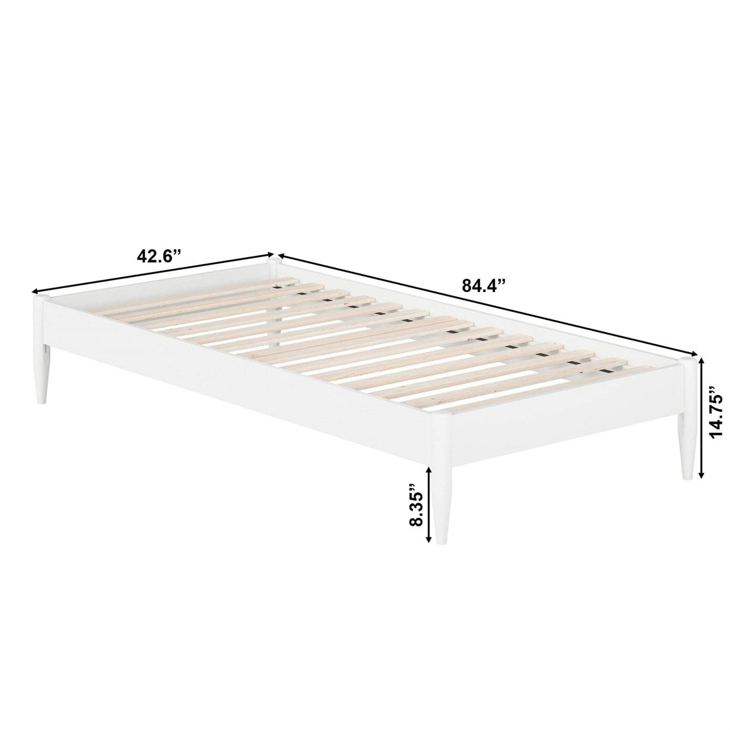 Twin XL Size Solid Hardwood Victorian Style White Platform Bed-4
