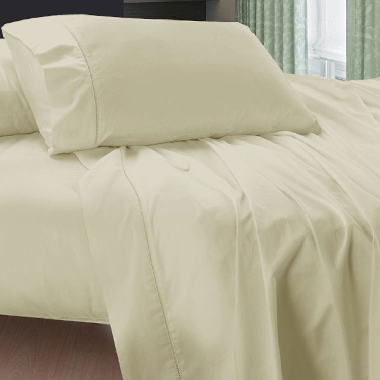 400TC Egyptian Cotton Sheet Set Cream SUPER KING-0