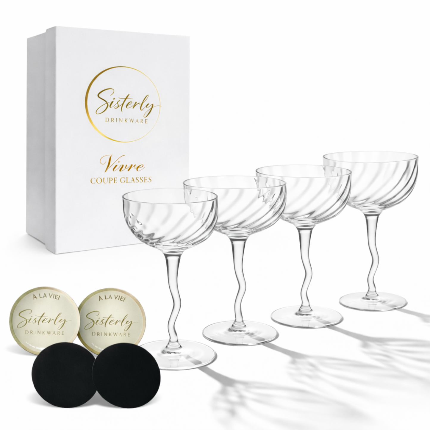 Vivre Luxury Crystal Coupe Glasses – Set of 4