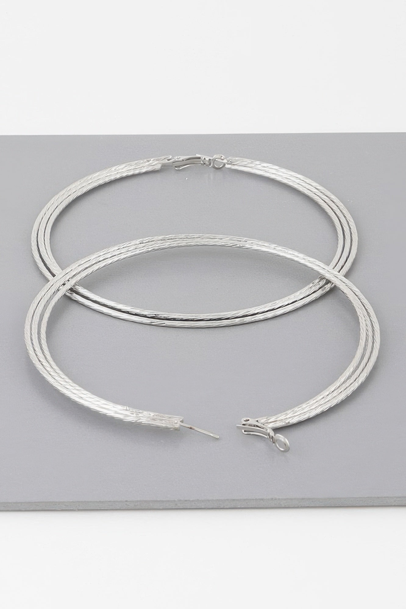 Wide Triple Rope Hoop Earrings