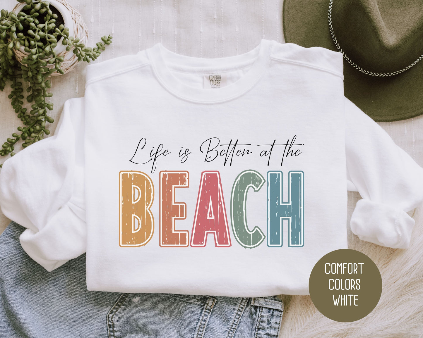 Life is Better at the Beach Comfort Colors Sweatshirt-4