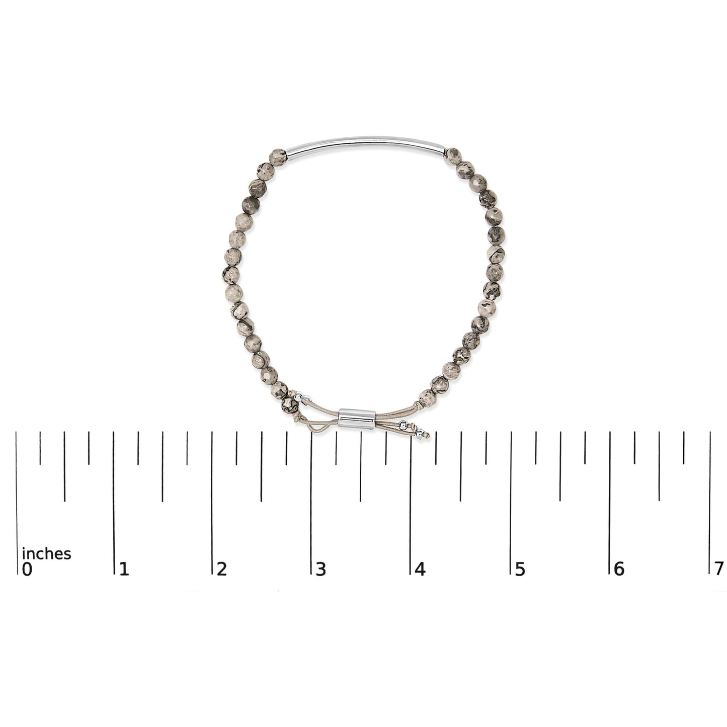 Sterling Silver Jasper Bead Station Bracelet Bolo Clasp-4