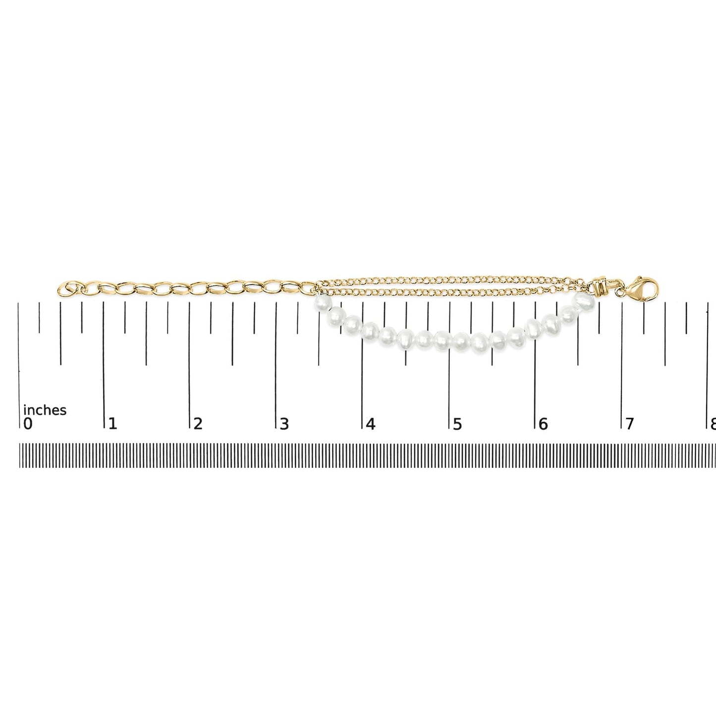 18K Yellow Gold Vermeil Cultured Pearl Station Link Bracelet-4
