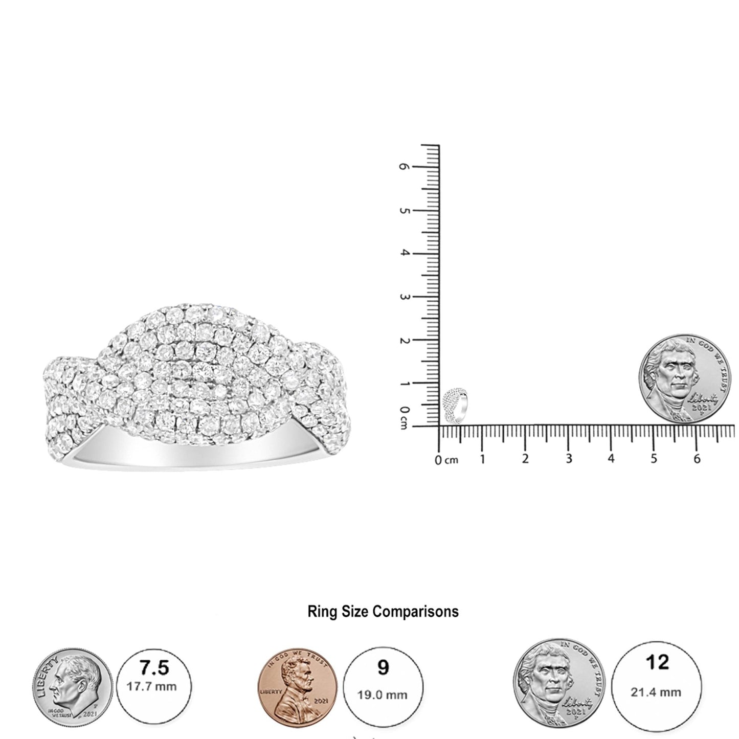 18K White Gold Cluster 2 1/4 Cttw Diamond Fashion Ring (F-G Color, VS1-VS2 Clarity)-4