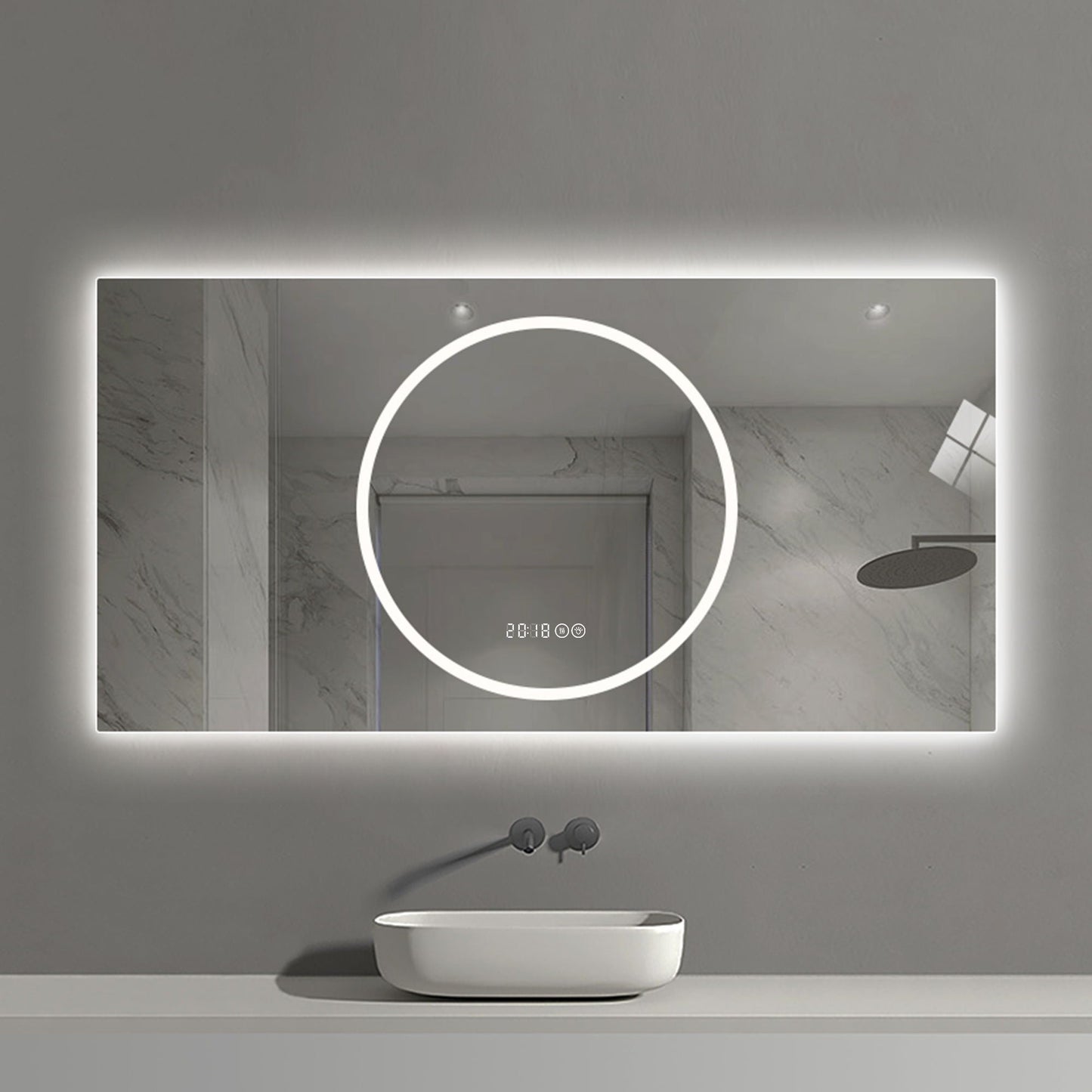 LED Vanity Mirror With Anti Fog & Dimmable Lights, Wall-Mounted - Antique Silver