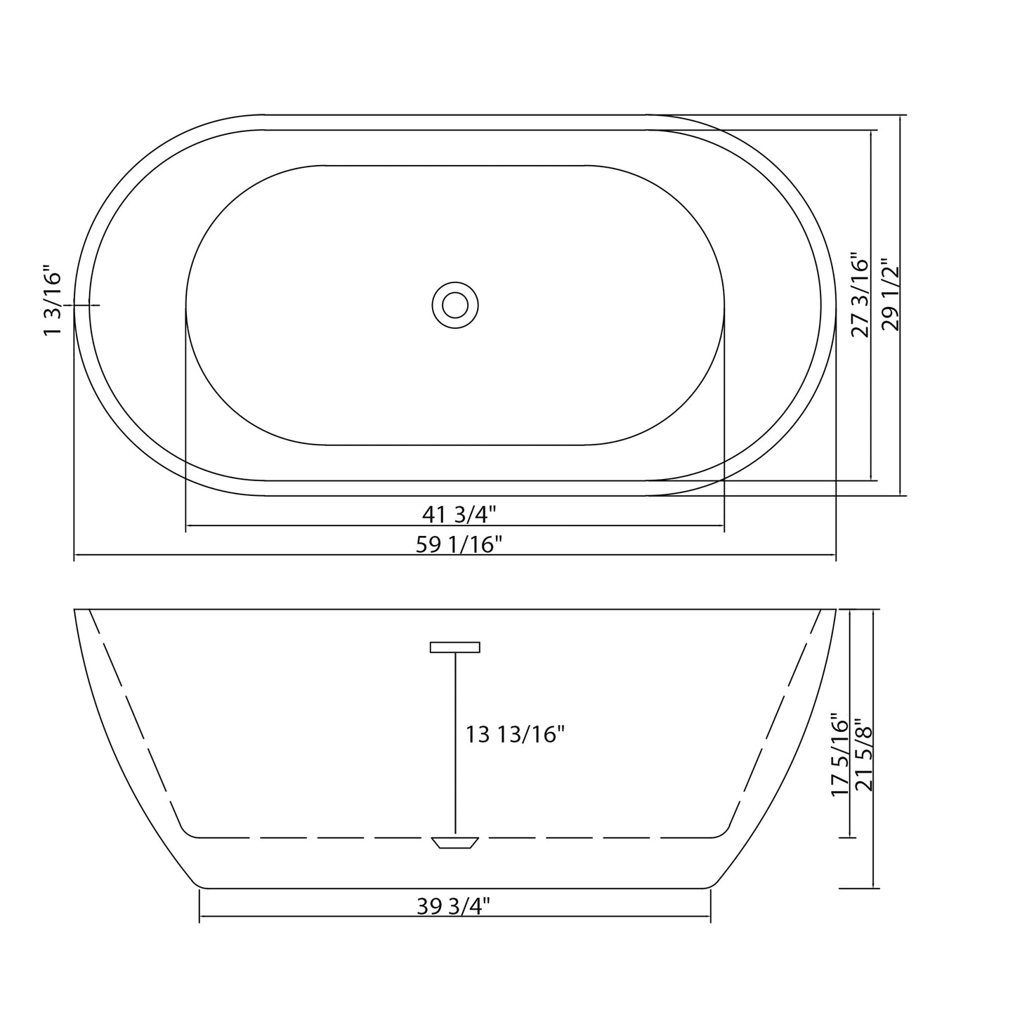 59" Acrylic Freestanding Bathtub