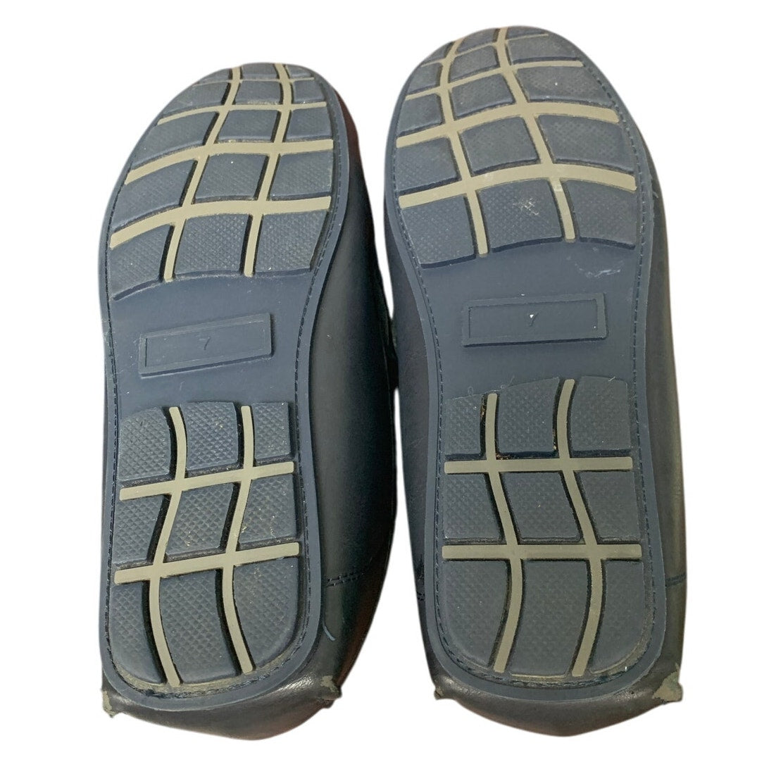 Jabasic Boys 7 Navy Faux Leather Casual Slip On Moccasin Flat Loafer Dress Shoes
