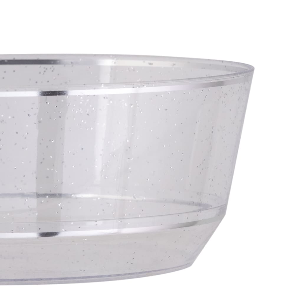 14 Oz. Round Clear and Silver Glitter Plastic Bowls | 10 Pack