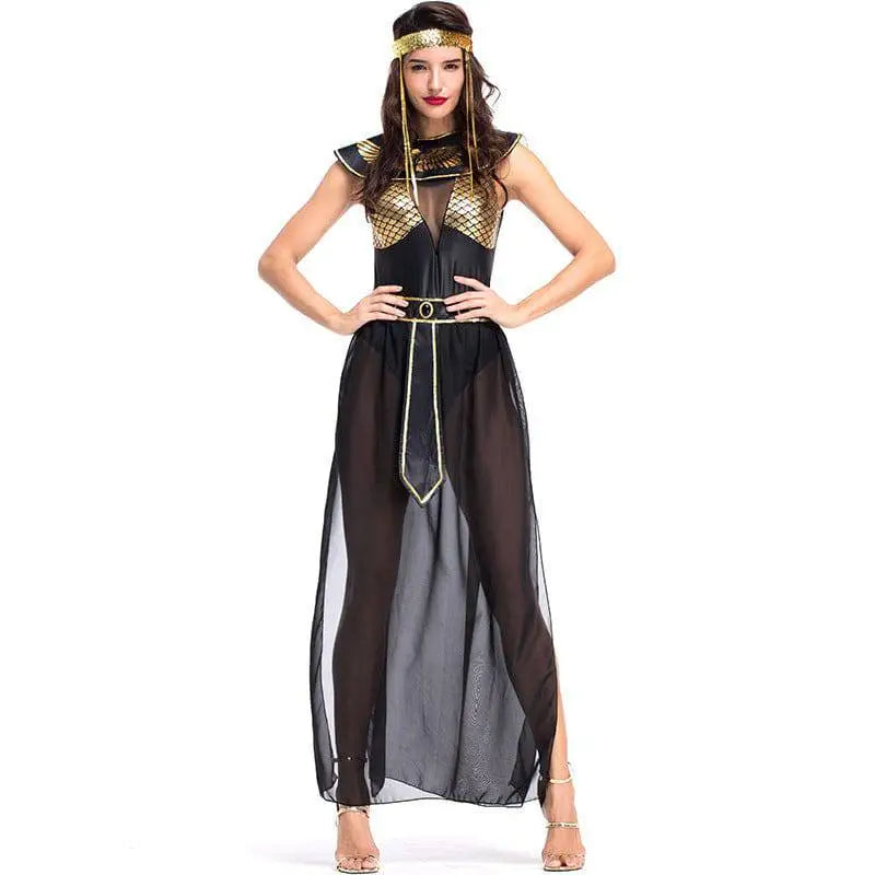 Adult Cleopatra Costume Party Black and Gold Dress