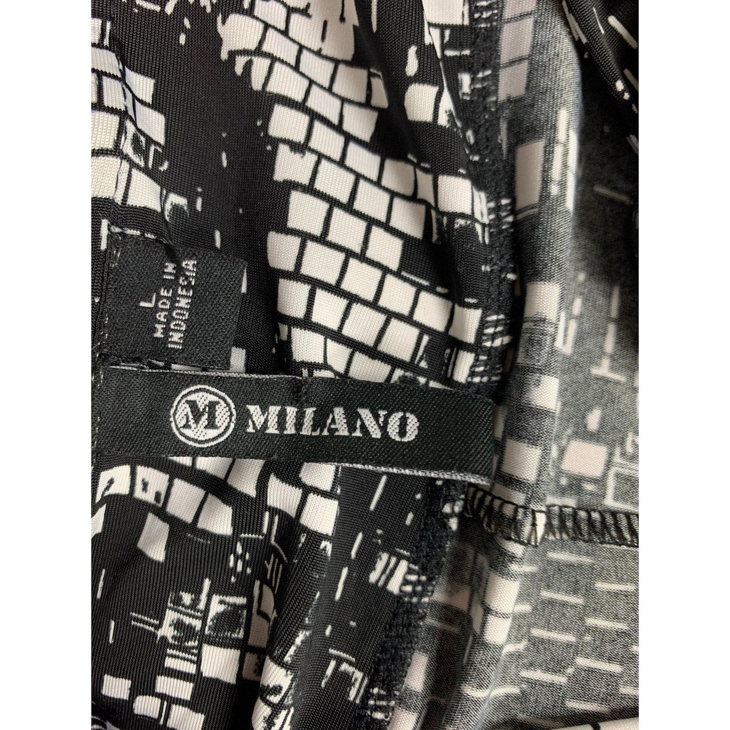 Milano Womens Large Thin Strap Geometric Pattern V Neck Flowy Maxi Dress