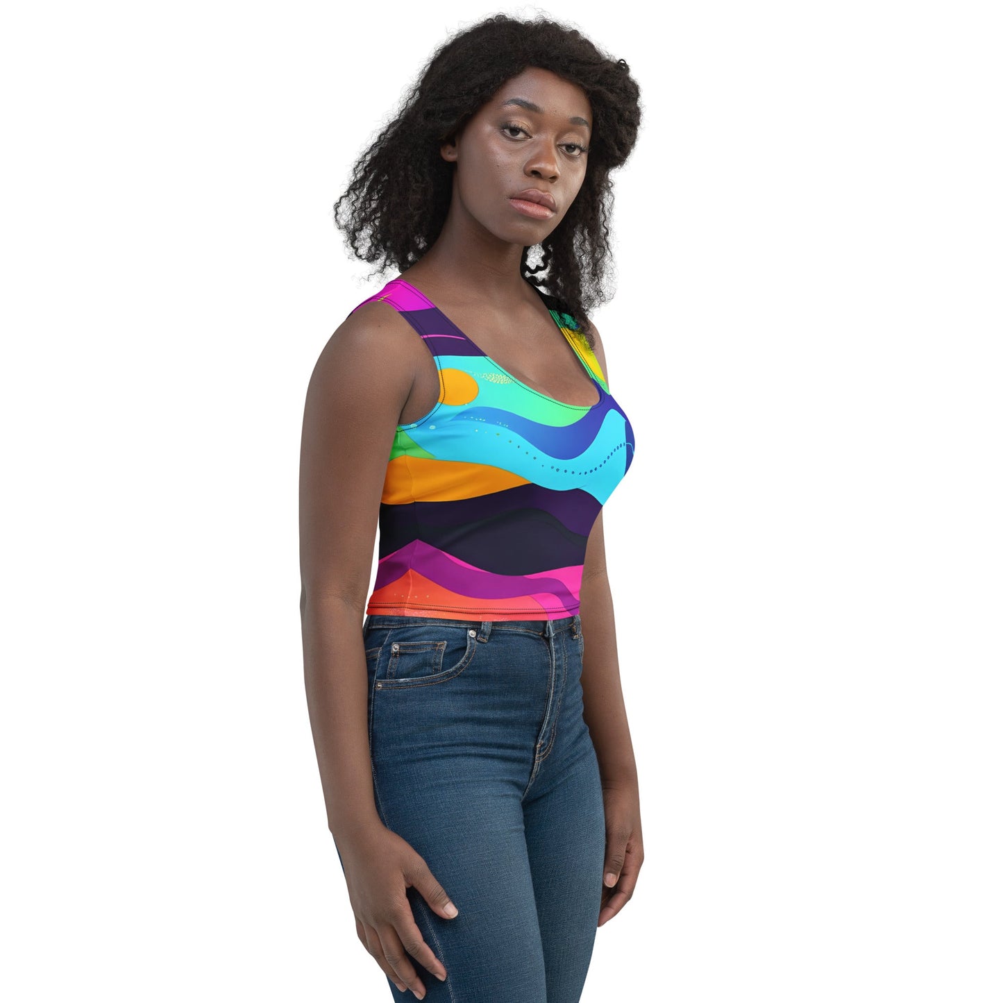 Color Wave Woman's Crop Top Tank Top For EDM Rave Festival Outfit Clothing