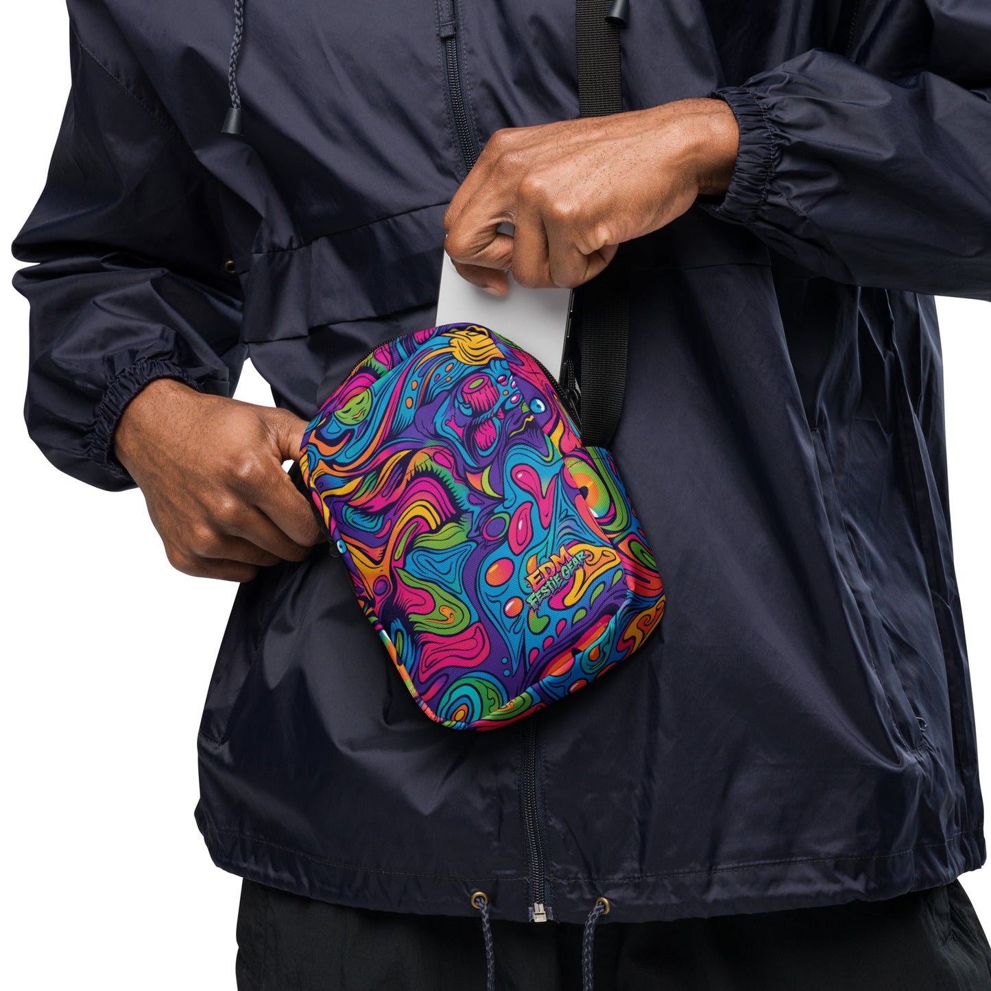 Neon Spill Crossbody Bag For EDM Rave Festival Outfit Clothing