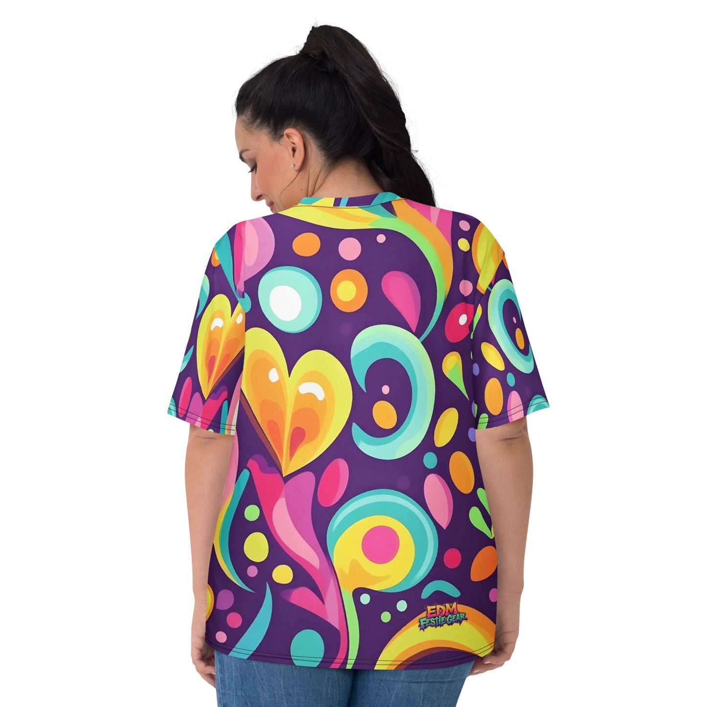 Color Heart Woman's T-shirt For EDM Rave Festival Outfit Clothing