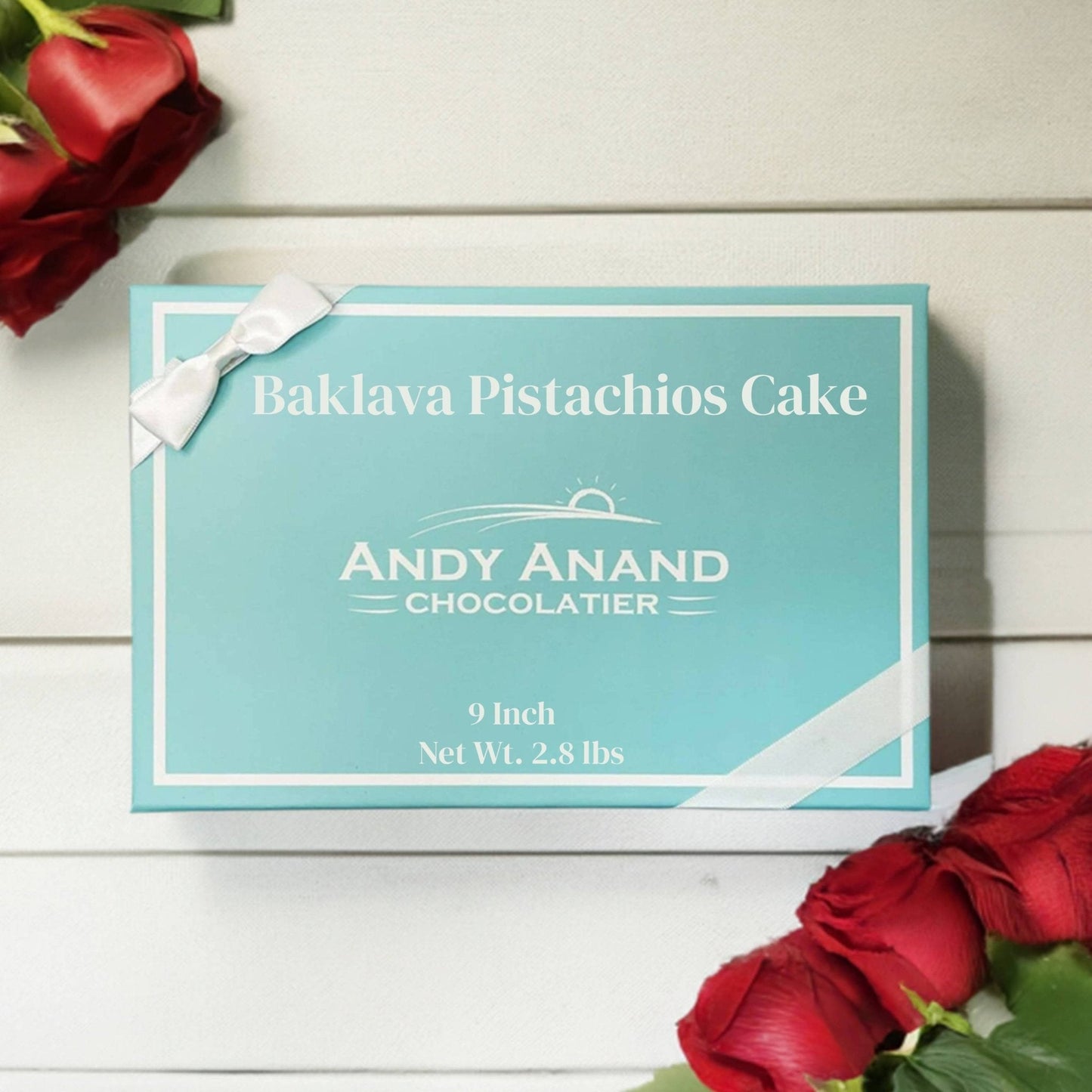 Andy Anand Baklava Pistachio Cake, 9-Inch, 2.8 lb – Turkish Baklava & California Pistachio Fusion, Freshly Baked, Birthday Gift Box