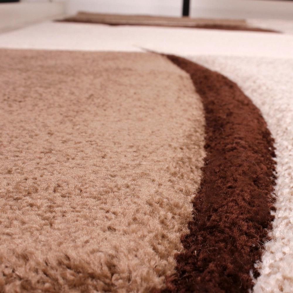 Area Rug Madeira Checkered with Contour Cut - Brown-4