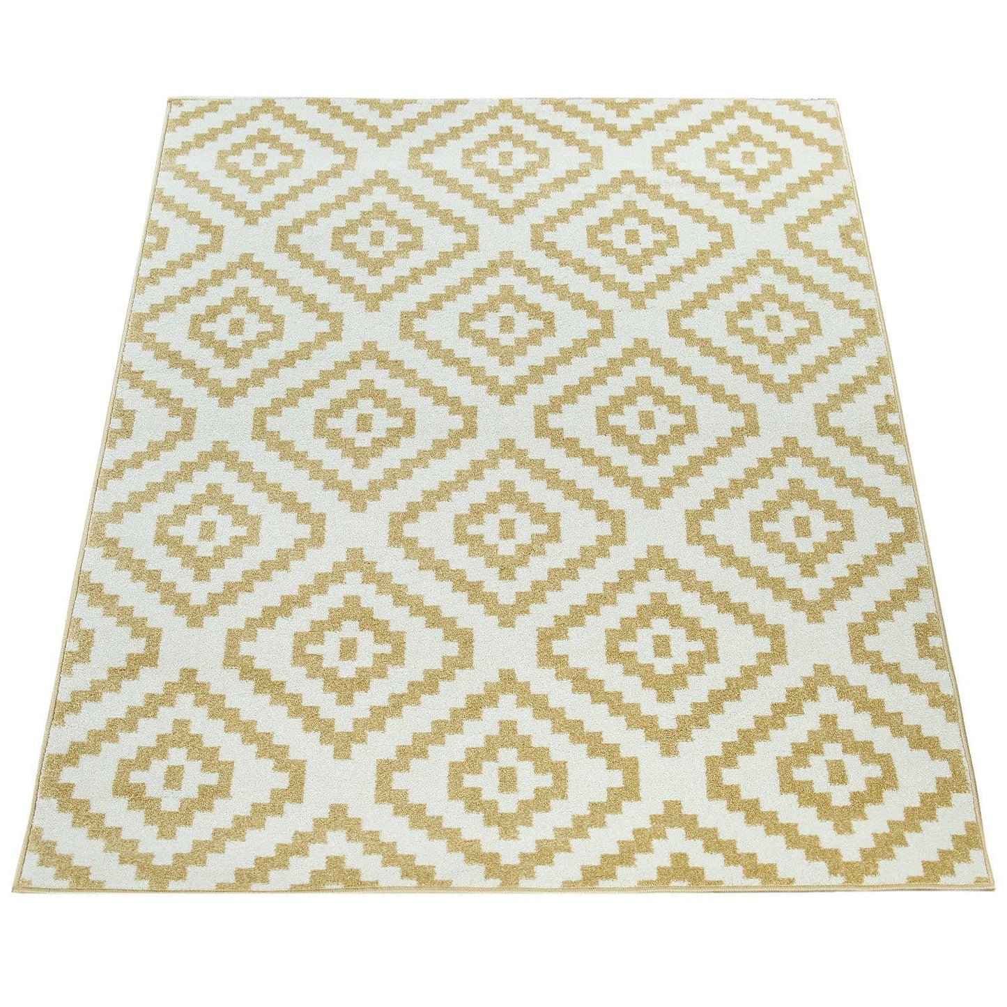 Area Rug Stella Moroccan Diamond Pattern - Pastel Yellow-White-4