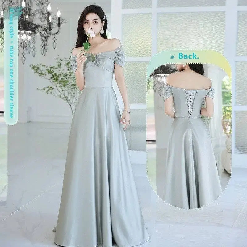 Avocado Green Sisters Group Satin V Neck Midi Dress