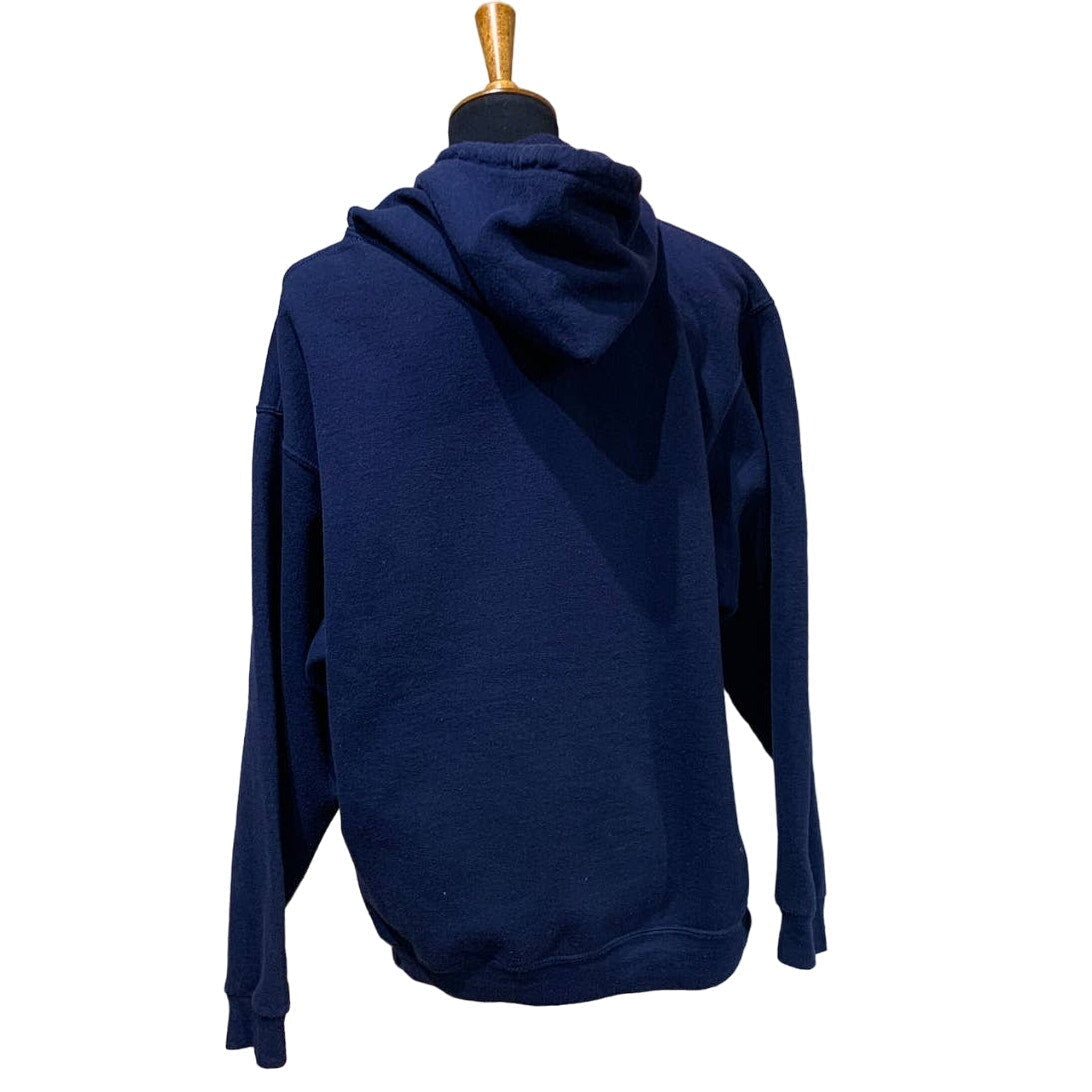 Hand Printed Upcycled Large Red Cardinal Bird PolyCotton Heavy Hoodie Sweatshirt